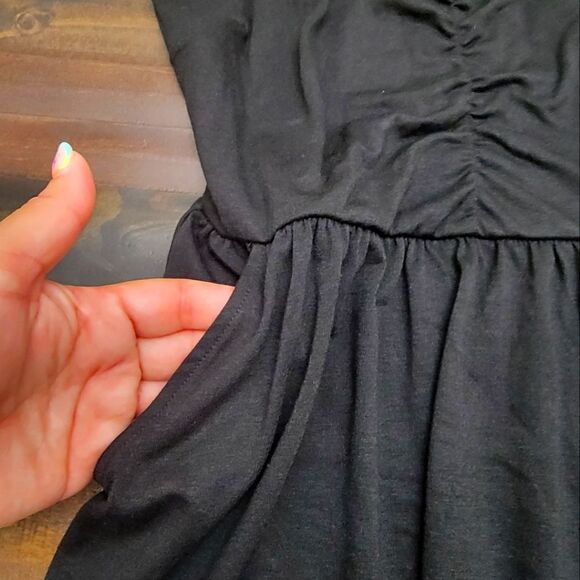 YATHON Casual Sleeveless Summer Beach Dress A Line W Pockets Black Size S - Picture 6 of 6